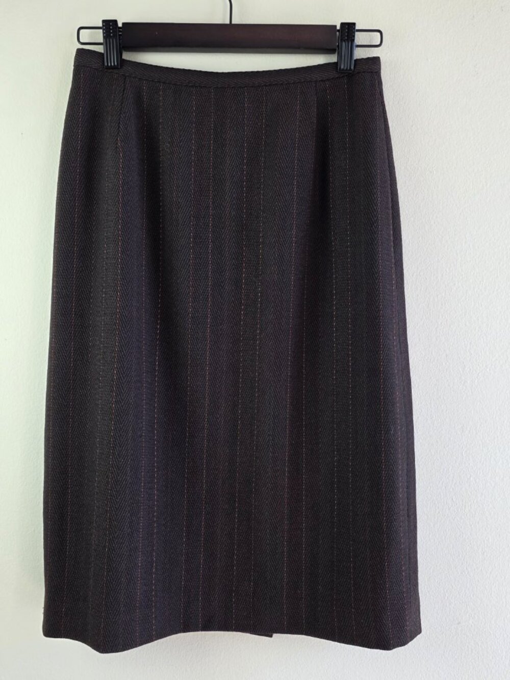 D'Oraz Vintage Pin-Stripe Wool Pencil Skirt Canadian Made XS Classic Tailored
